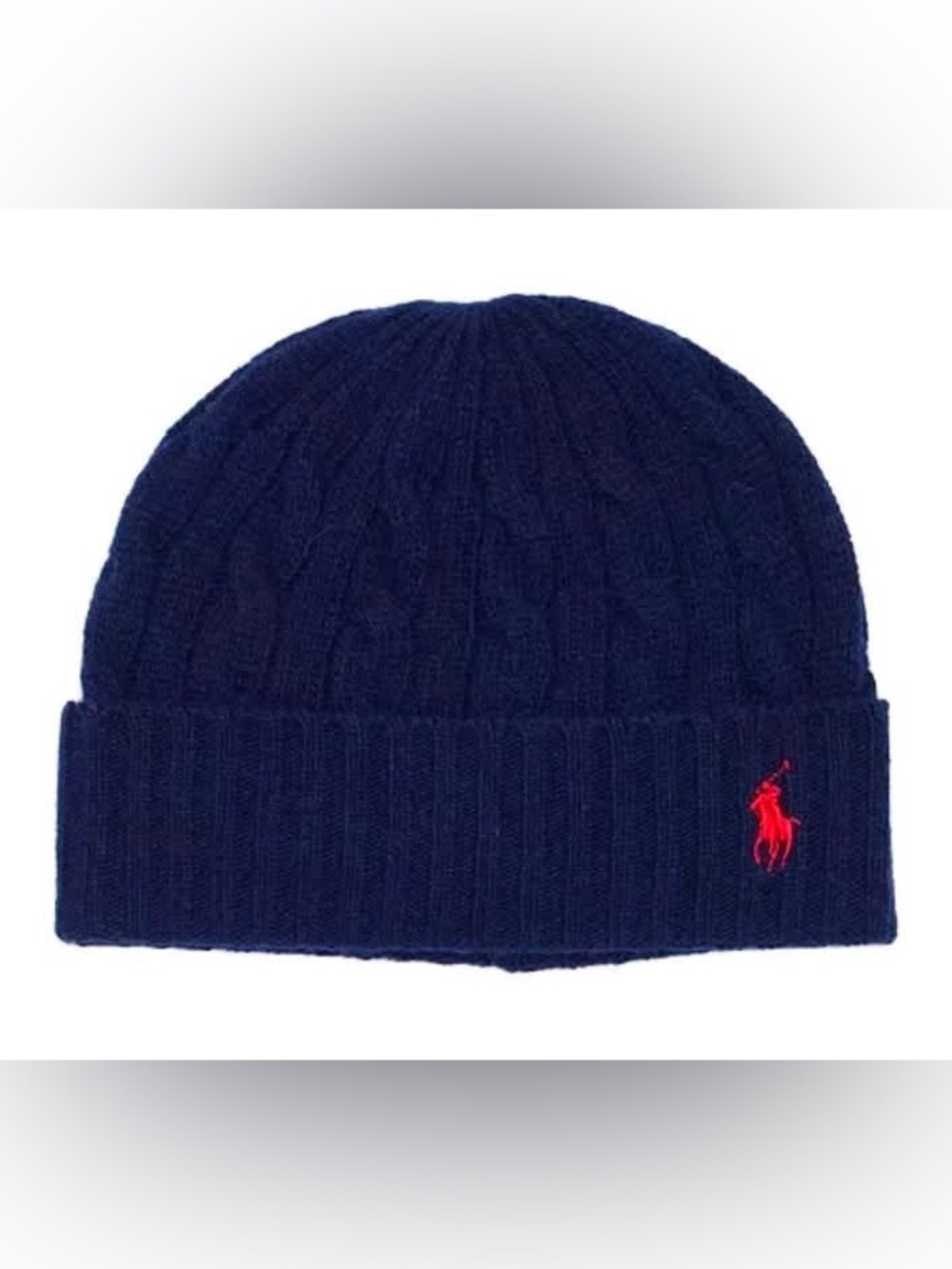 NWOT Polo Ralph Lauren Merino Wool Blend Beanie Navy BLUE Red PONY ONE SIZE